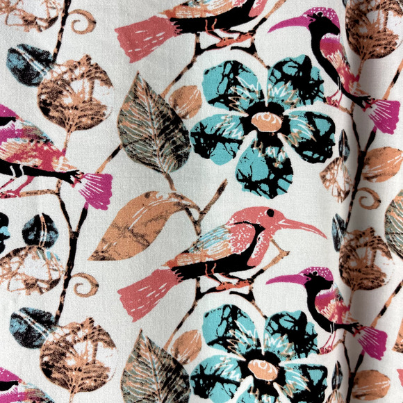 Talbots Bird Floral Print Top Womens 2X Pink Button Up Blouse Long Sleeve - Picture 12 of 12